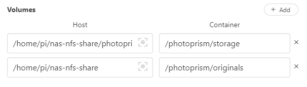Photoprism adjusted volume mappings